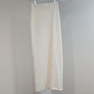 Cream Ribbed Maxi Pencil Skirt for Night Out
